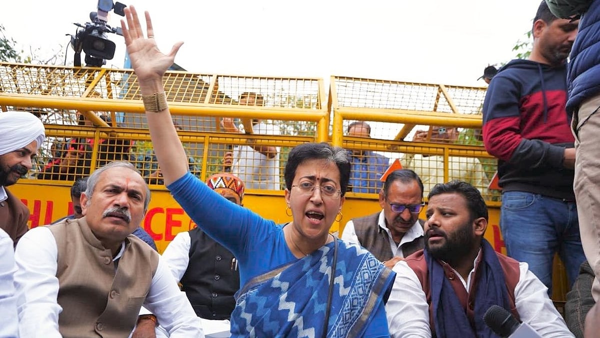 Led by former chief minister Atishi, AAP protests outside Delhi assembly