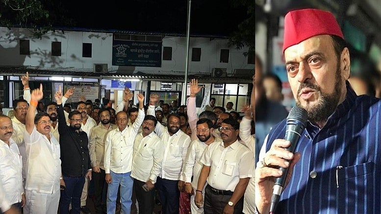Maharashtra Samajwadi Party (SP) chief and MLA Abu Azmi (right)