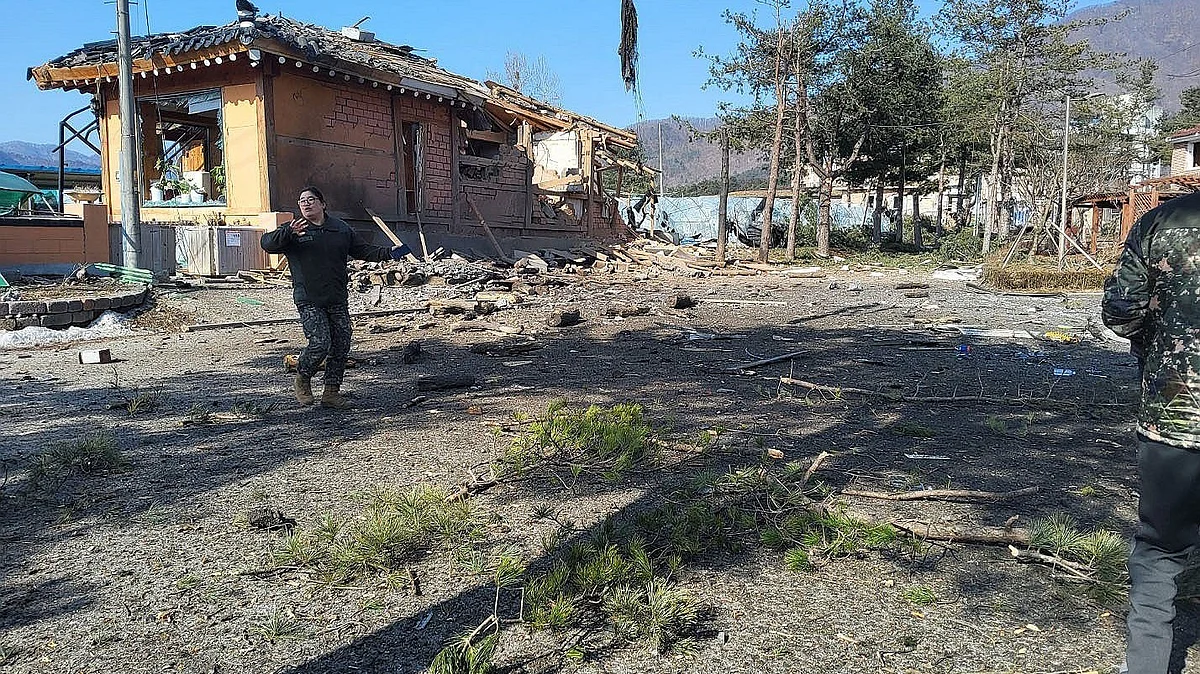 A damaged residential area in Pocheon (photo: @SmritiSharma_/X)