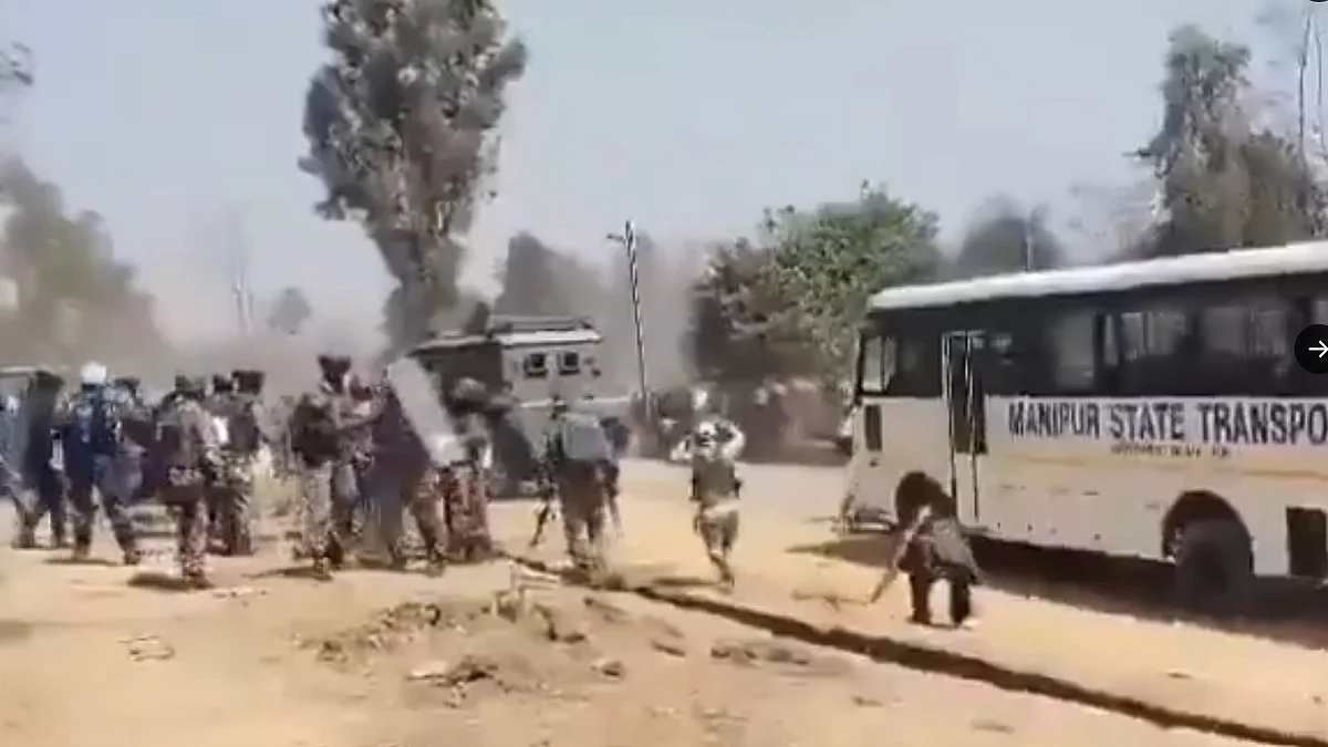 Protesters clash with security forces in Manipur's Kangpokpi district on 8 March