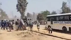 Protesters clash with security forces in Manipur's Kangpokpi district on 8 March