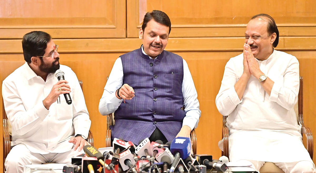 From left: Eknath Shinde, Devendra Fadnavis, Ajit Pawar