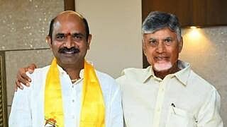 MP Kalisetti Appala Naidu with Andhra CM N Chandrababu Naidu (photo: @JaiTDP/X)
