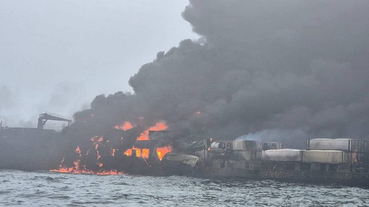 Fuel tanker, cargo ship collide, catch fire in North Sea off Britain