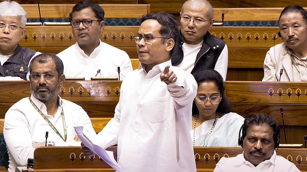 Gaurav Gogoi speaks in LS during budget session in New Delhi on 11 March (photo: PTI)
