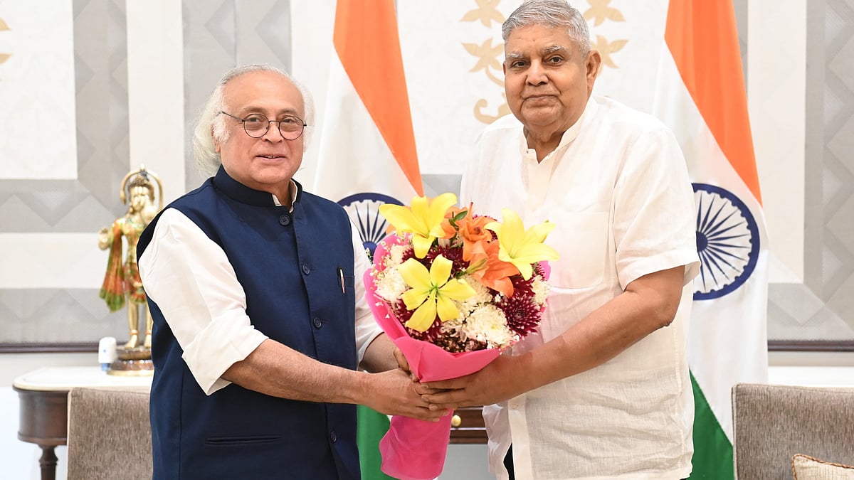 Jairam Ramesh with vice-president Jagdeep Dhankhar (photo: @Jairam_Ramesh/X)