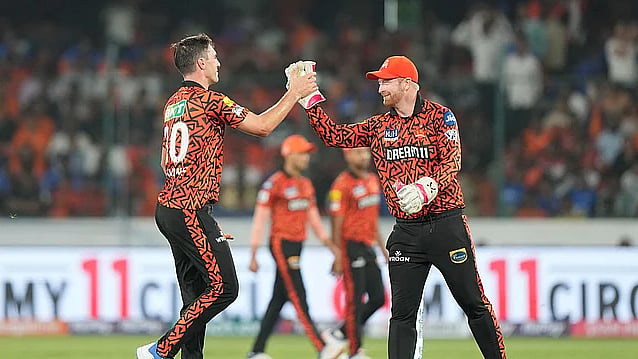 Captain Pat Cummins (left) and Heinrich Klaasen, the two SRH strongmen
