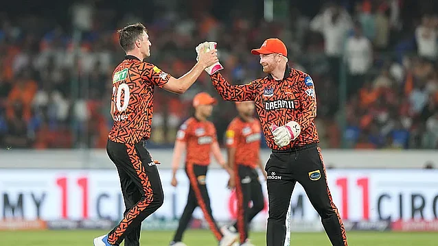 Captain Pat Cummins (left) and Heinrich Klaasen, the two SRH strongmen