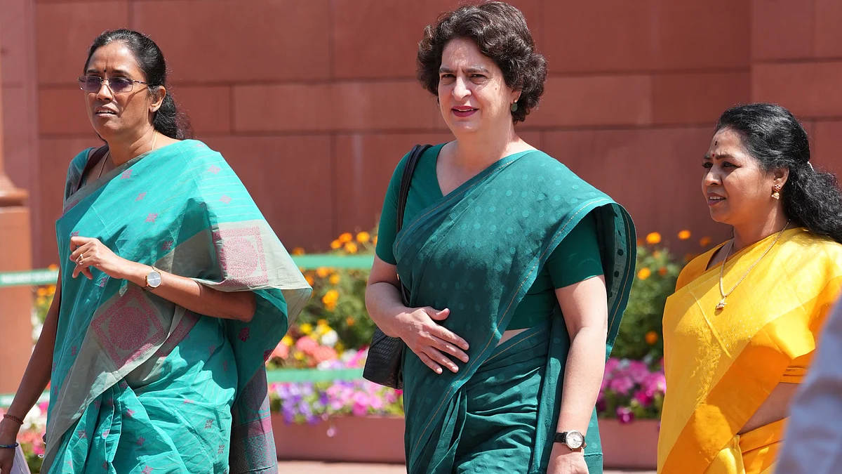 Priyanka Gandhi during the Budget session in Parliament (photo: PTI) 