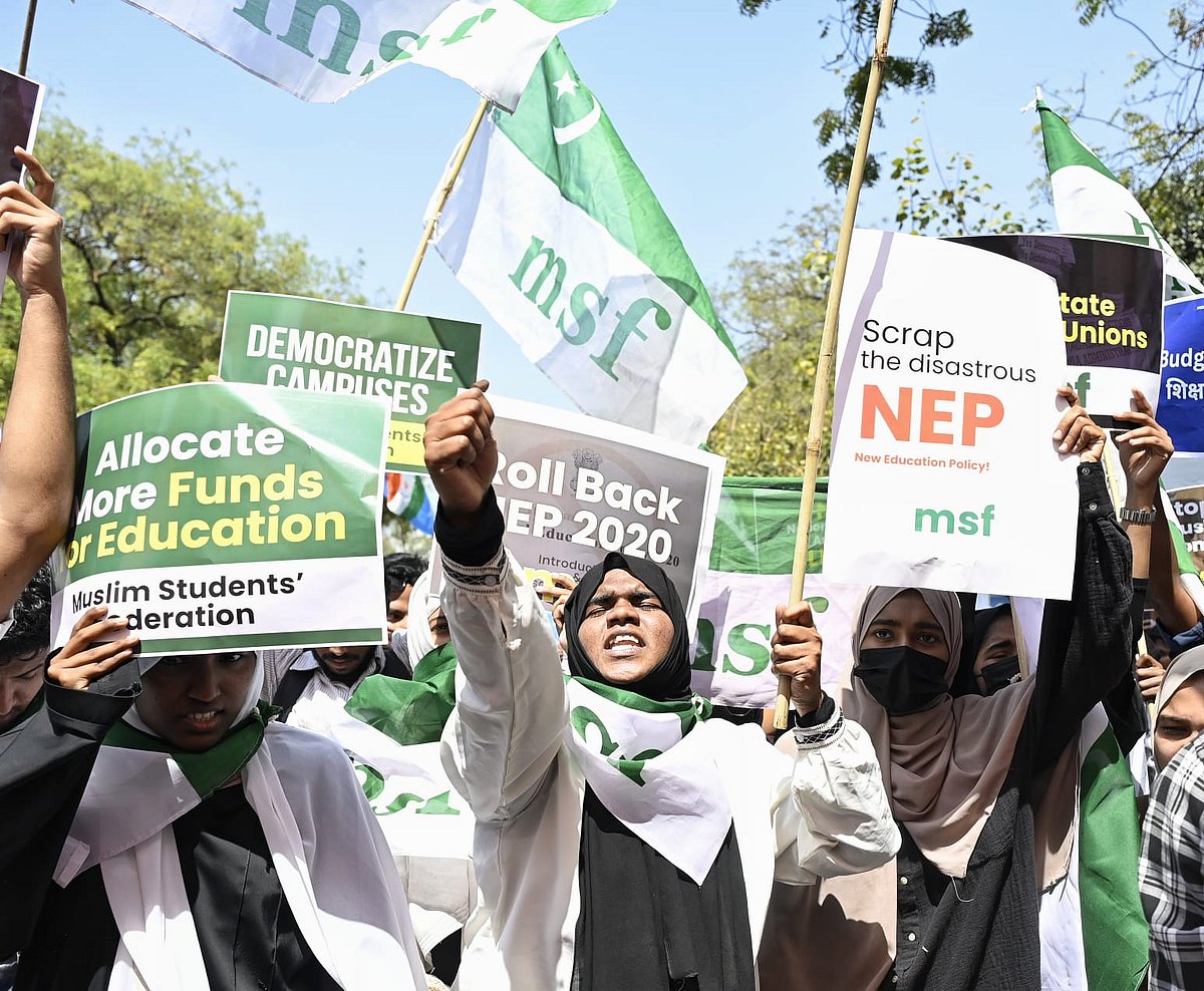 The Muslim Students Federation protesting against NEP