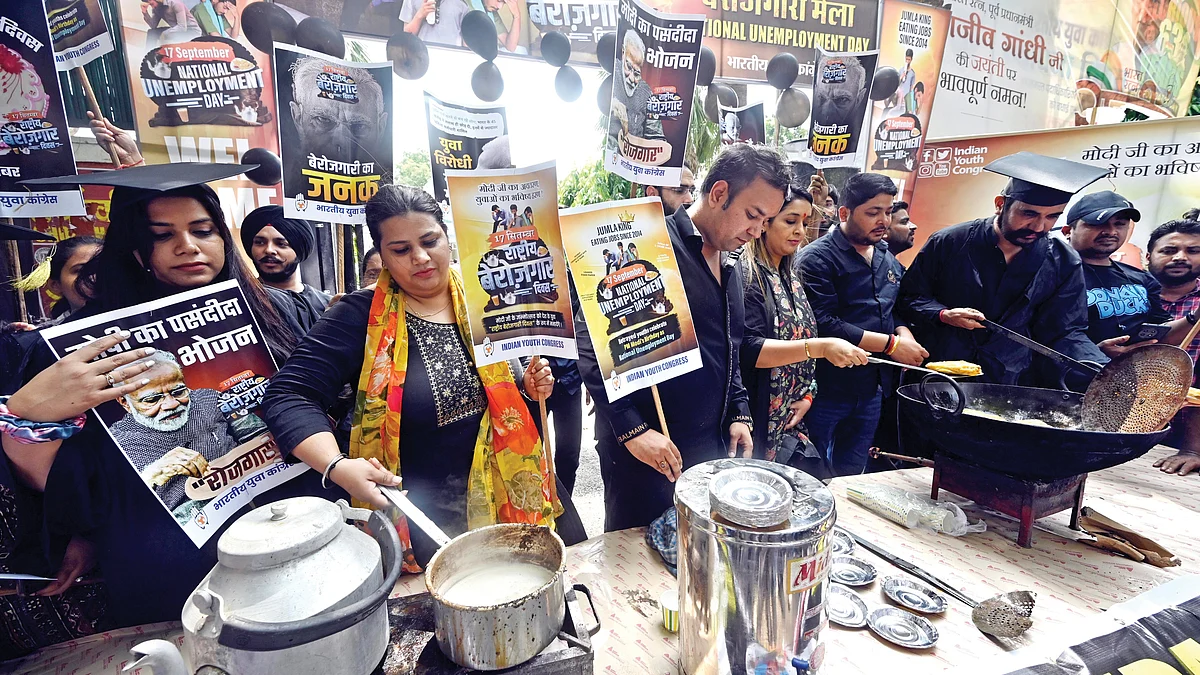 Protest by Indian Youth Congress members to mark PM Modi’s birthday as National  Unemployment Day in 2023