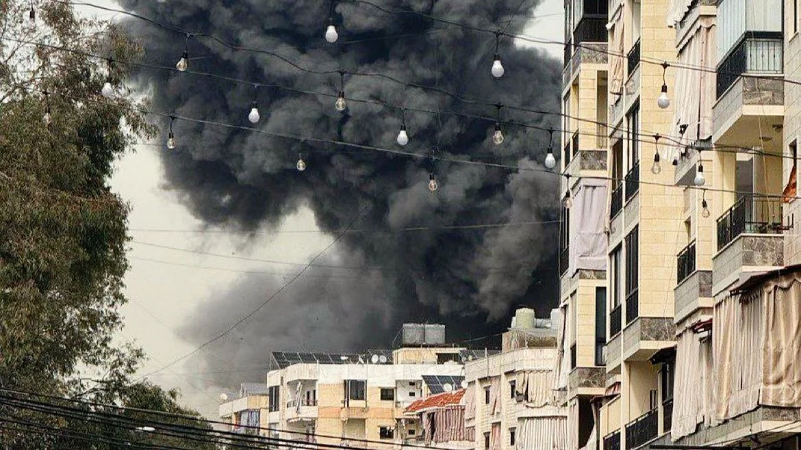 An airstrike underway in Beirut (photo: @djonky123/X)