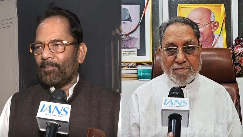 BJP's Mukhtar Abbas Naqvi (left) Congress leader Hussain Dalwai (right)
