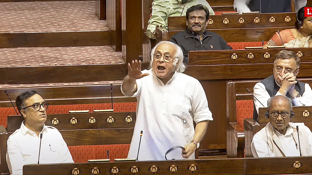 Jairam Ramesh speaks in Rajya Sabha on 3 April (photo: PTI)