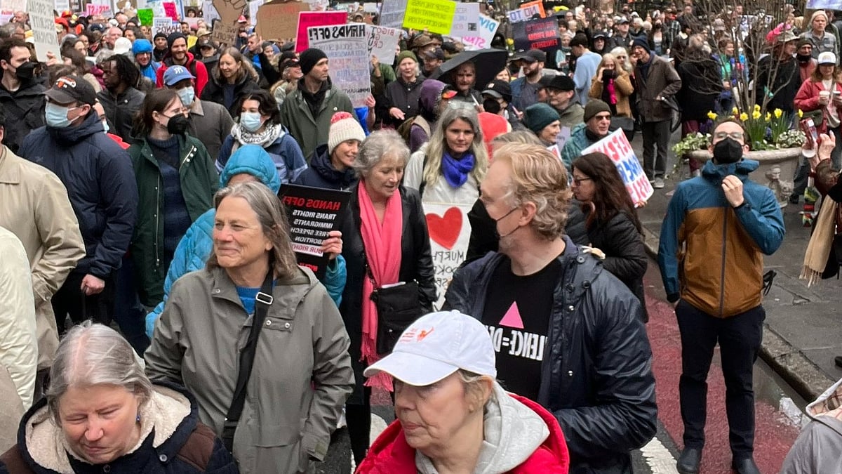 ’Hands Off!’: Anti-Trump, anti-Musk protests swell from New York to Alaska