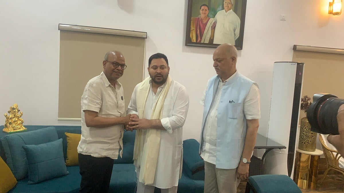 Bihar Congress chief Rajesh Kumar with RJD leader Tejashwi Yadav in Patna, 6 April 2025