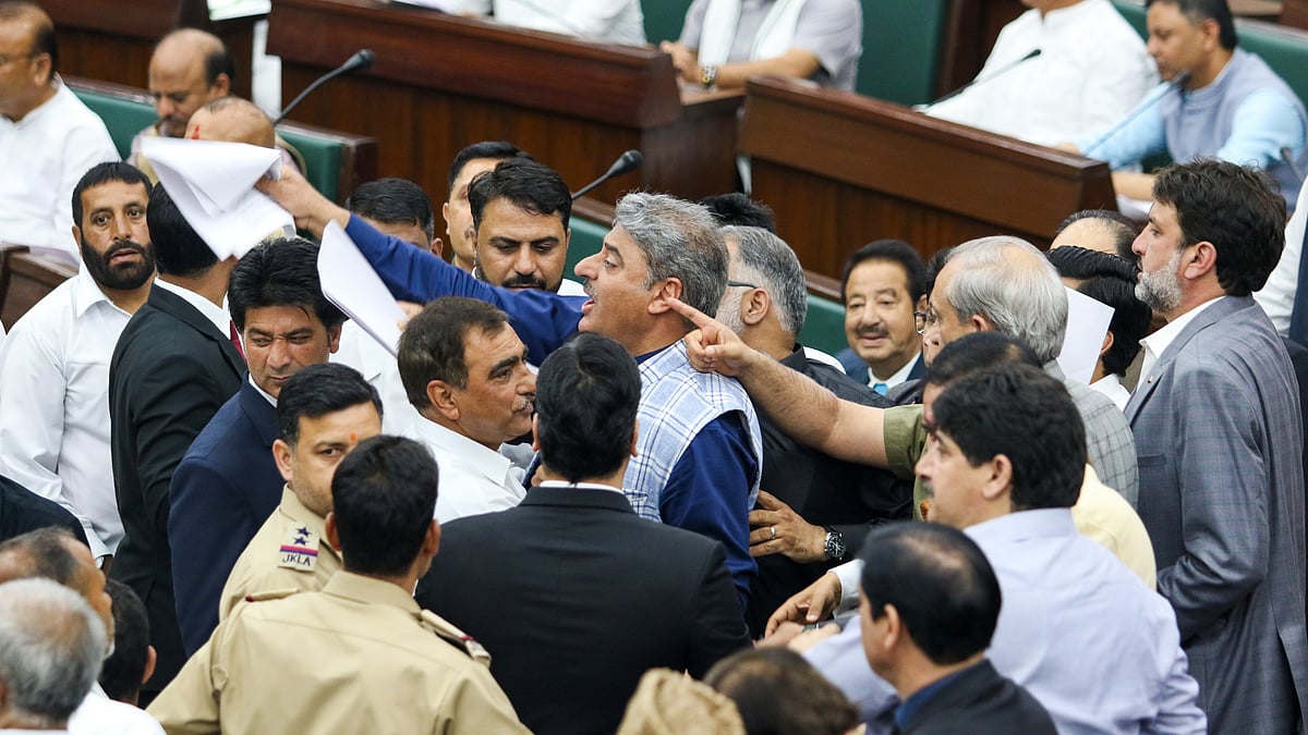 MLAs protest in J&K assembly on 7 April (photo: PTI)