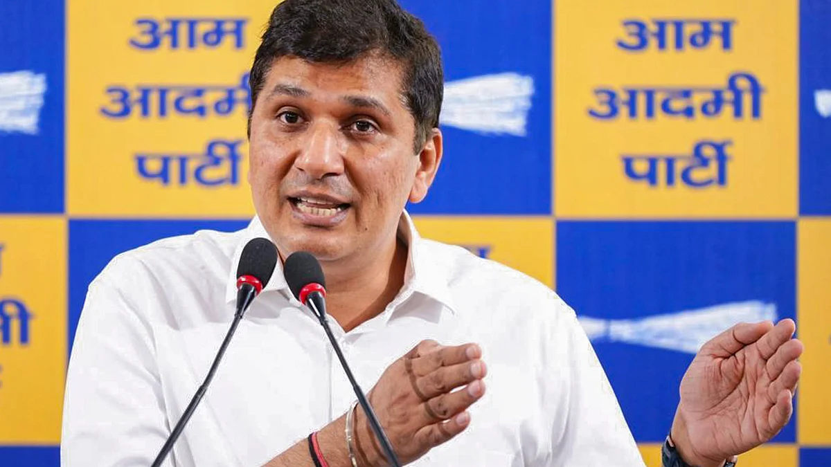 AAP leader Saurabh Bharadwaj addresses a press conference in New Delhi on 8 April (photo: PTI)