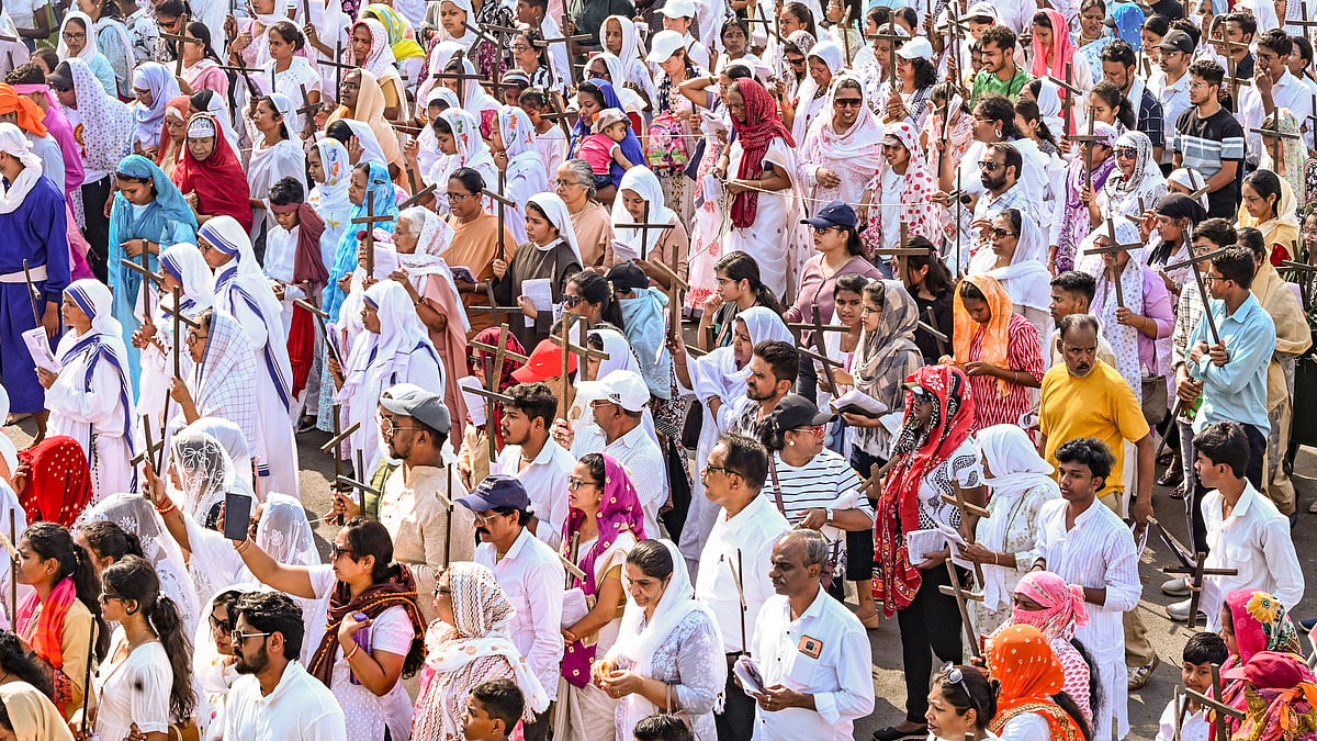 Christian community members take part in Good Friday procession in Jabalpur on 18 April (photo: PTI)