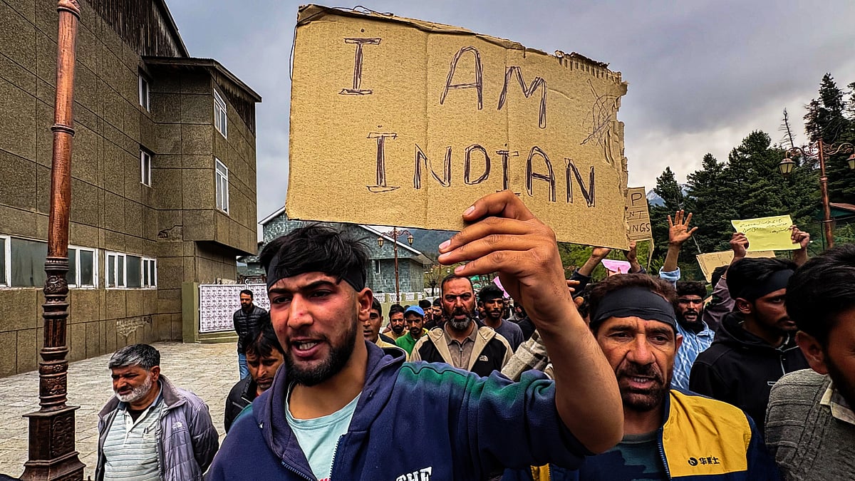 Pahalgam Taxi Owners Association protests the terror attack, amid a bandh in Anantnag district