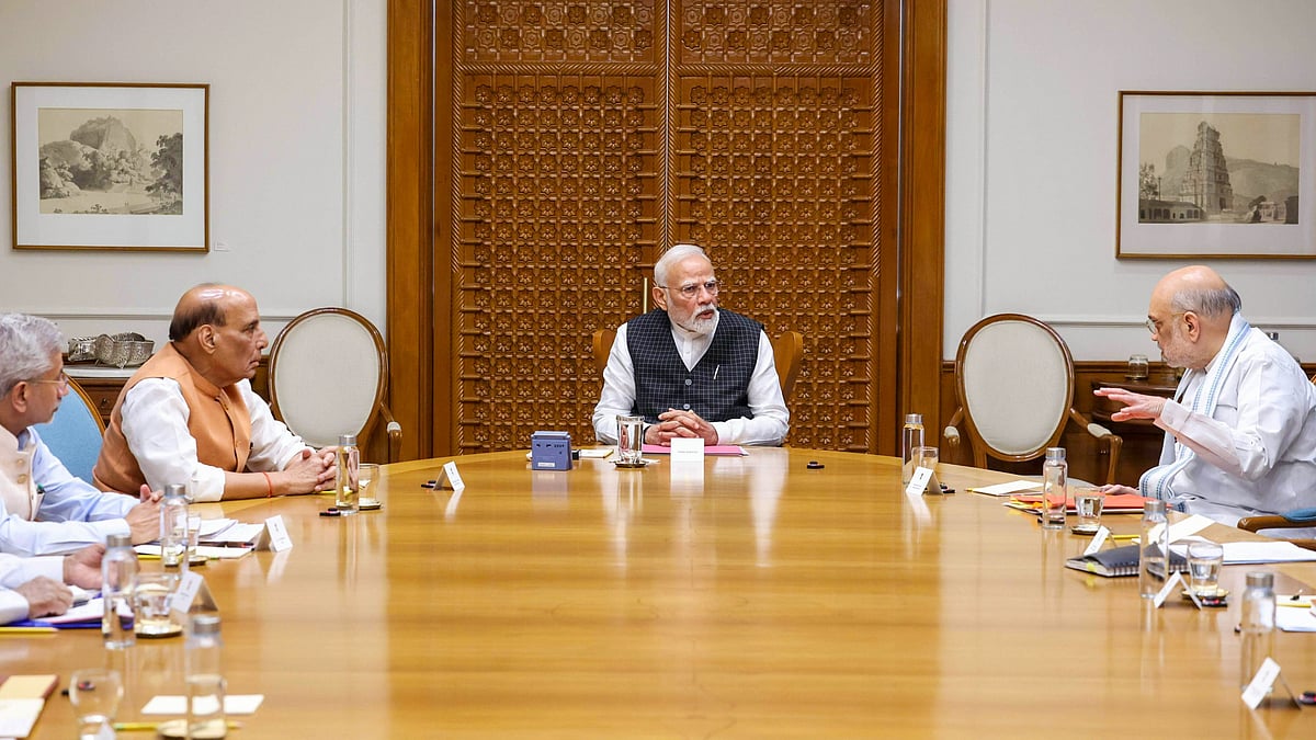 PM Modi, Amit Shah (right) and Rajnath Singh at the CCS meet (photo: PTI)