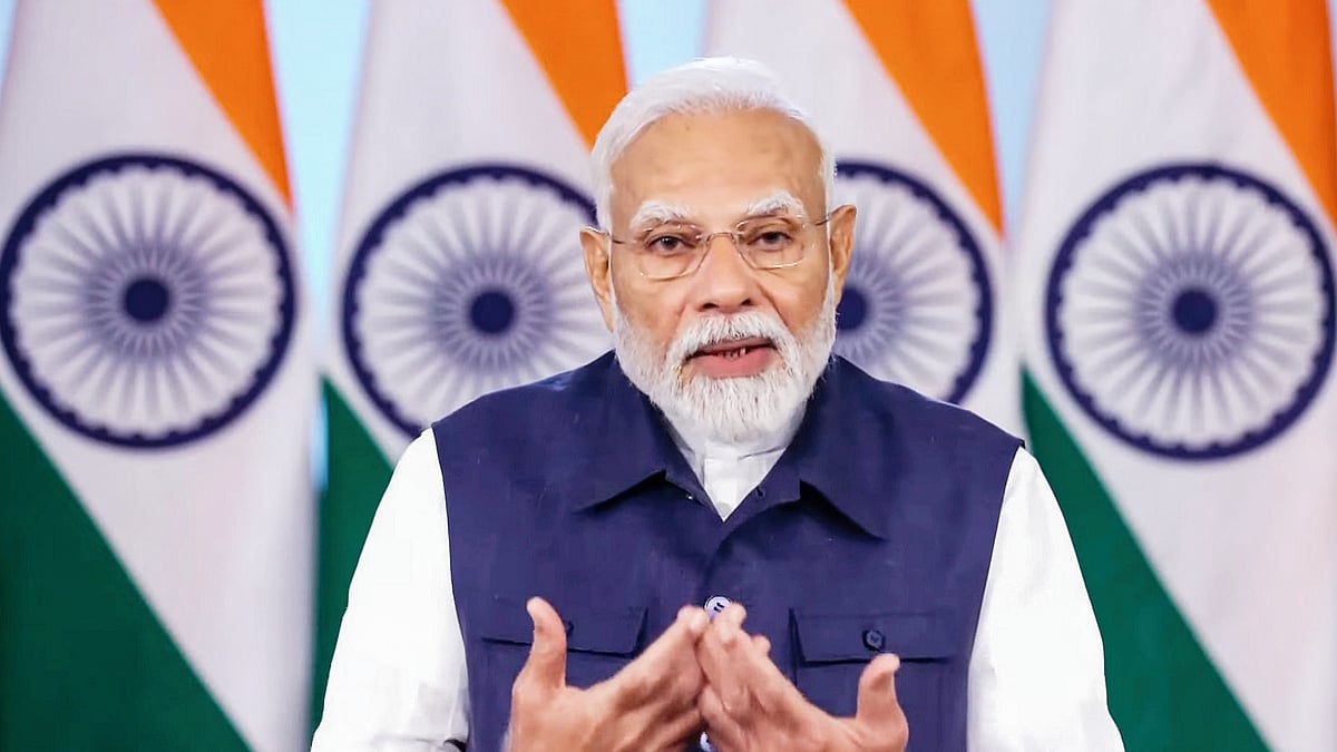 PM Modi virtually addresses a Rozgar Mela (photo: PTI)