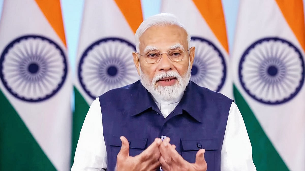 PM Modi virtually addresses a Rozgar Mela (photo: PTI)