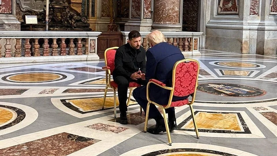 File photo of Donald Trump and Volodimir Zelenskkyy at the Vatican