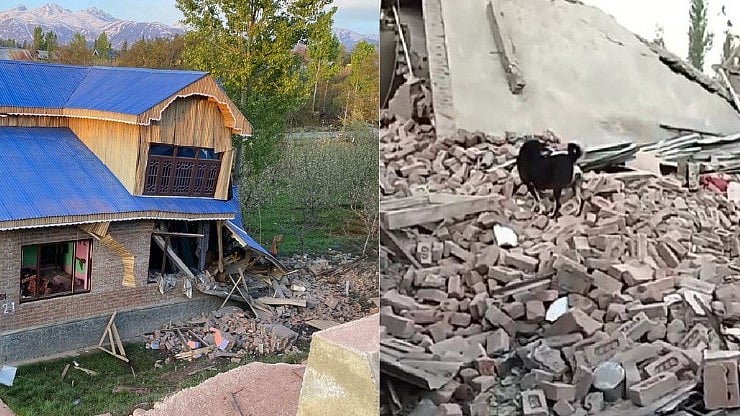 Demolished residences of LeT commanders in South Kashmir (photo: IANS)