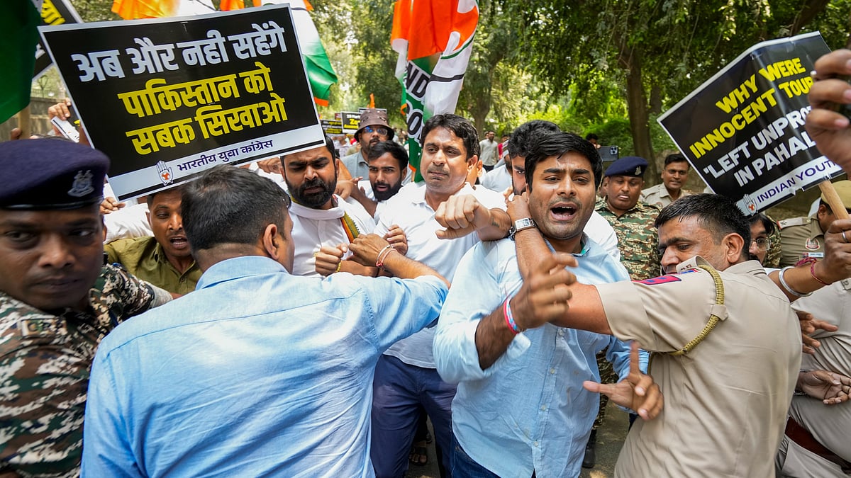 Pahalgam terror attack: Youth Congress workers protest near Pakistan High Commission