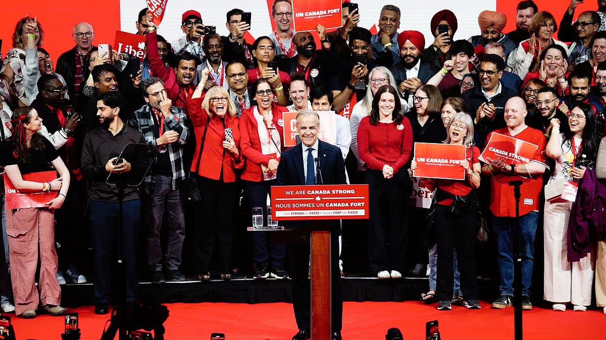 Mark Carney with jubilant supporters (photo: @MarkJCarney/X)