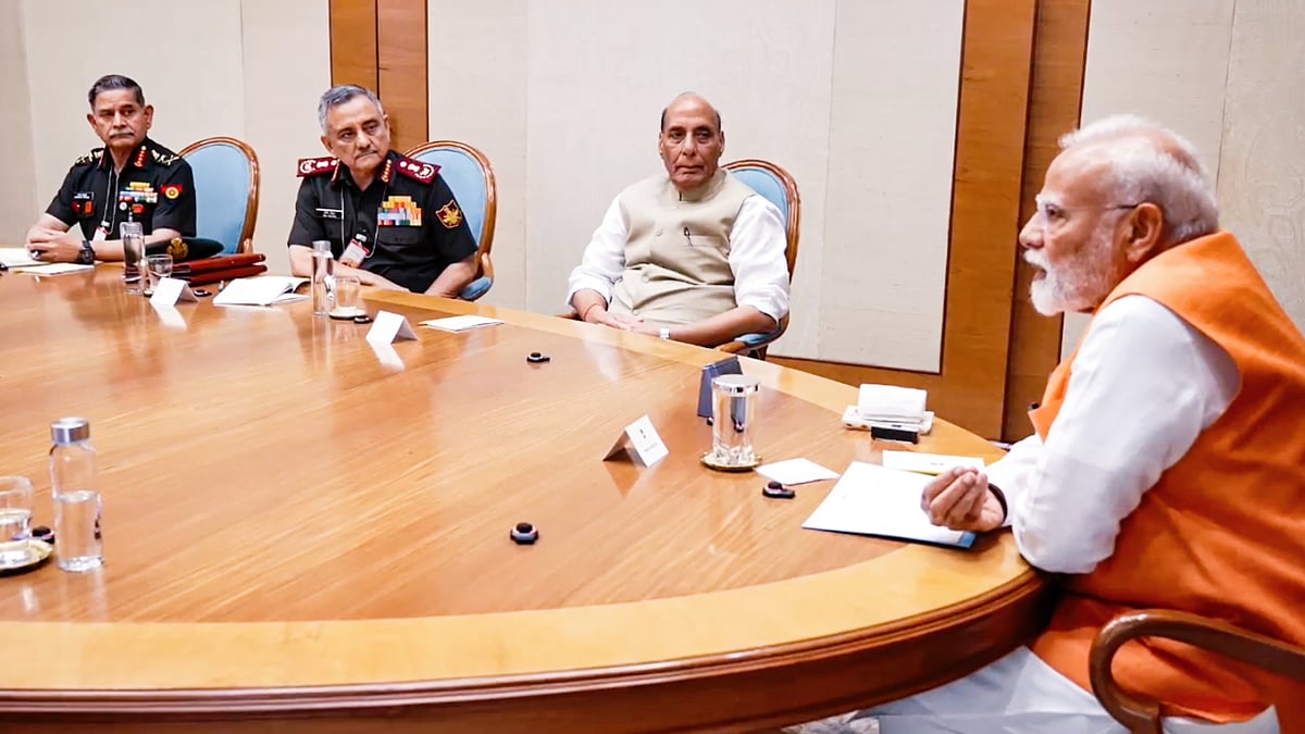 PM Modi at a high-level security meeting at his residence