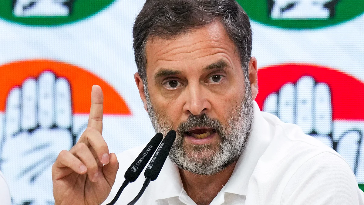 Rahul Gandhi addresses a press conference in New Delhi on 30 April (photo: PTI)