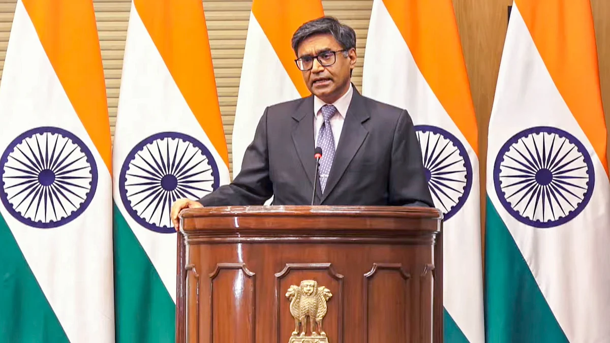 Vikram Misri at the press briefing (photo: PTI)