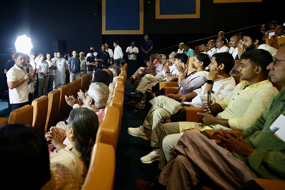 Rahul Gandhi watches ‘Phule’ in Patna  with Dalit, OBC citizens and activists