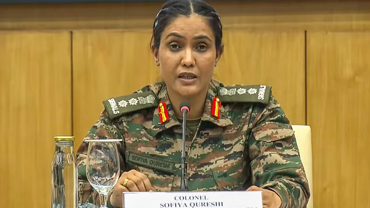 File photo of Colonel Sofiya Qureshi at a press briefing on 10 May 2025