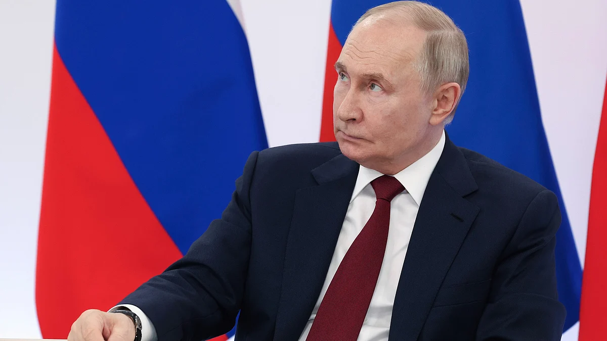 Vladimir Putin attends a meeting of board of trustees outside Sochi, Russia on 19 May (photo: AP/PTI)
