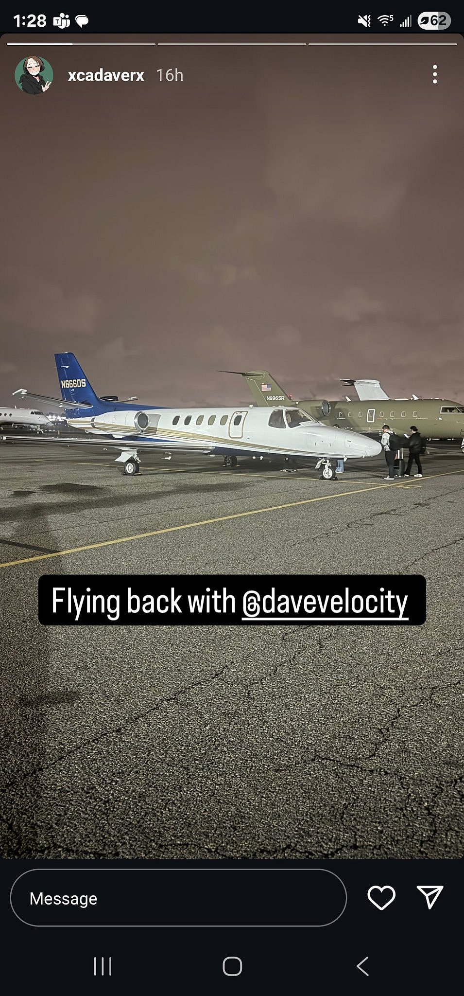 Daniel Williams last Instagram post before flying out with Dave Shapiro of Velocity Records