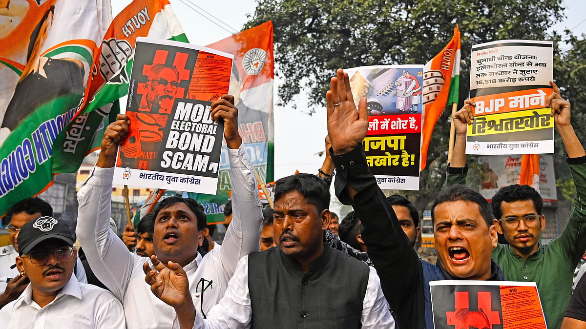 A Youth Congress protest against electoral bonds in Kolkata, 16 Feb 2024 (file photo) 