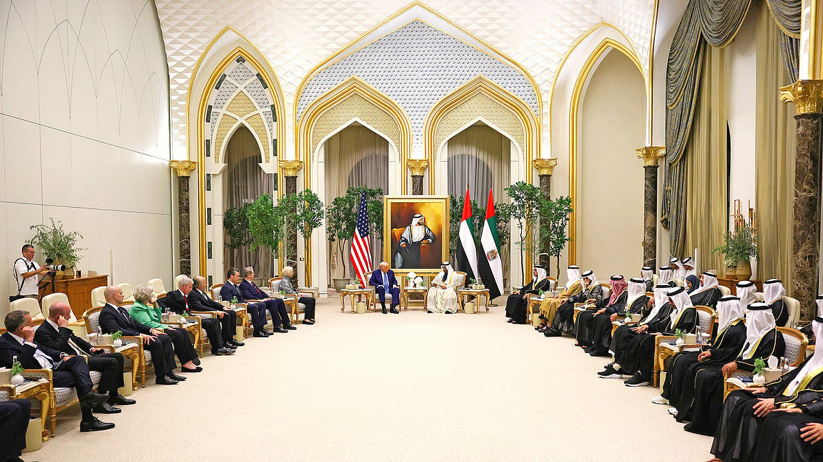US President Trump with UAE President Sheikh Mohamed bin Zayed Al Nahyan in Abu Dhabi