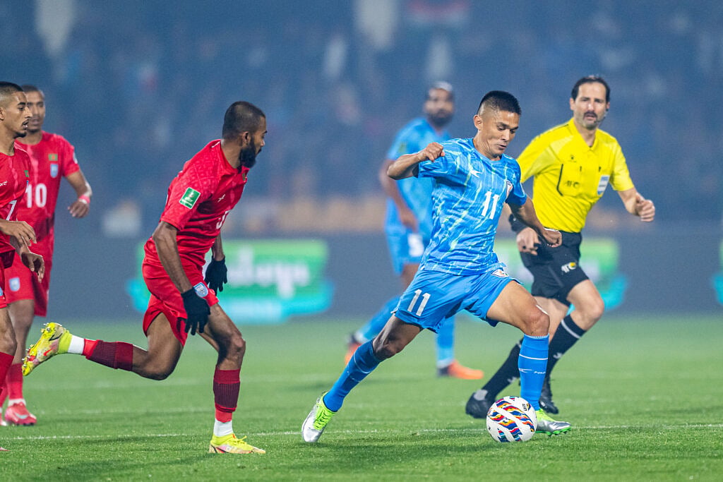 Sunil Chhetri in his comeback match against Bangladesh