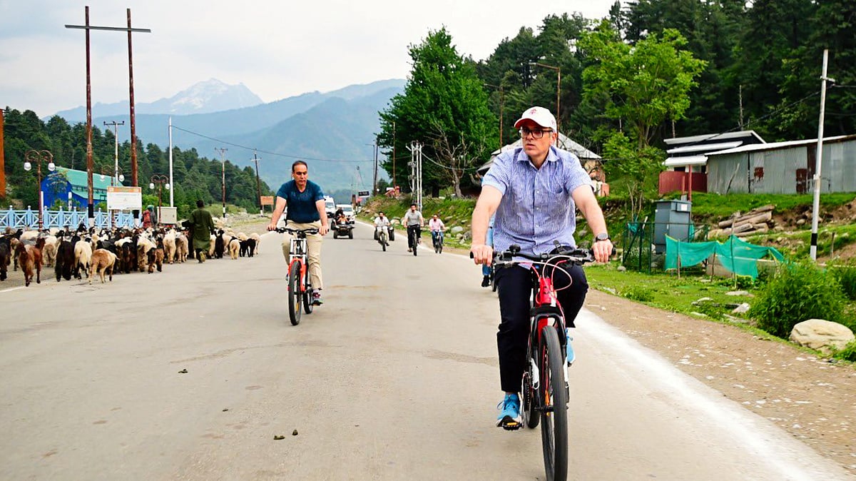 Omar Abdullah cycles on Pahalgam streets, upbeat about tourism revival
