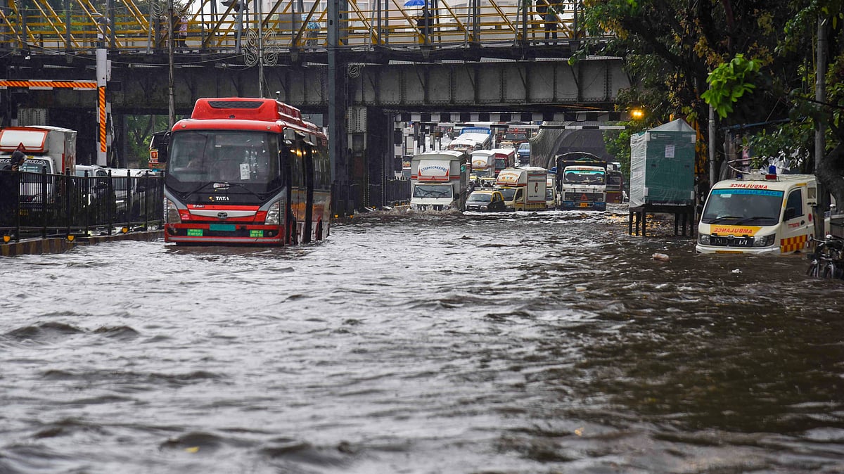 A flooded road in Mumbai after heavy monsoon rainfall, May 2025