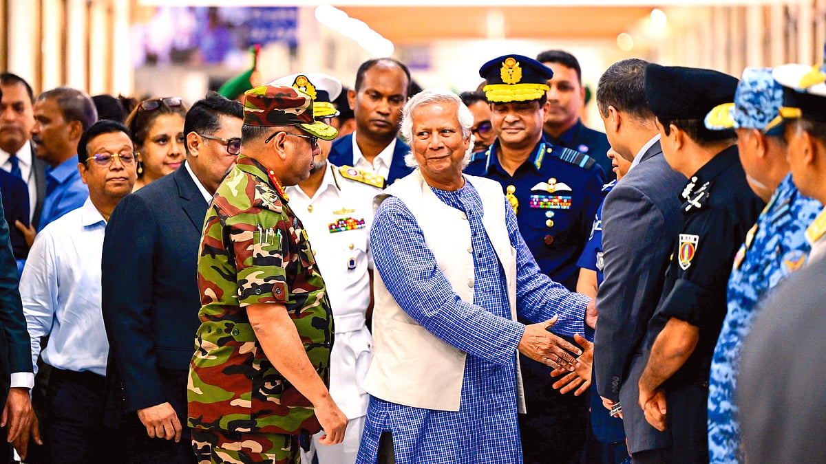 Bangladesh interim government chief Muhammad Yunus meets armed forces officials in Dhaka