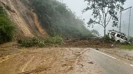 The site of the landslide (photo: @KirenRijiju/X)