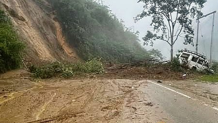 The site of the landslide (photo: @KirenRijiju/X)
