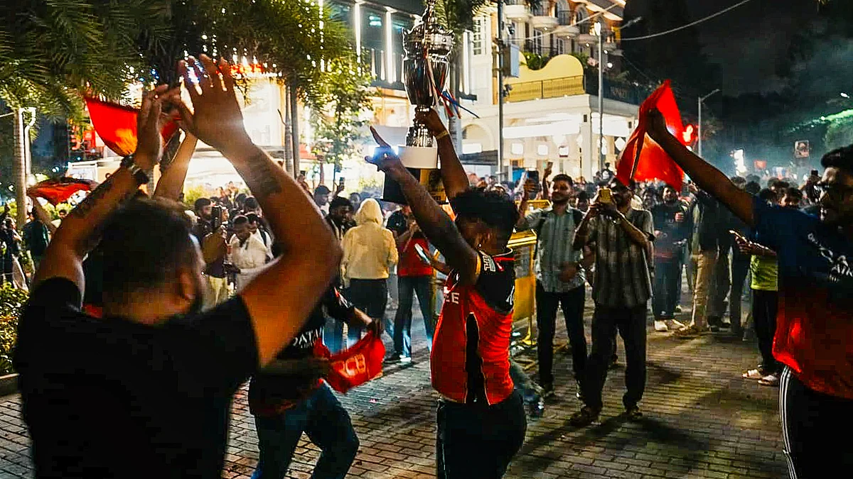 RCB fans celebrating in Bengaluru on Tuesday night (photo: PTI)