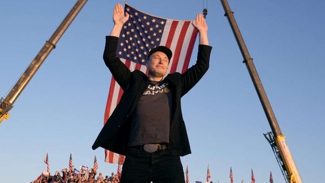 Tesla and SpaceX CEO Elon Musk with America flag (photo: IANS)