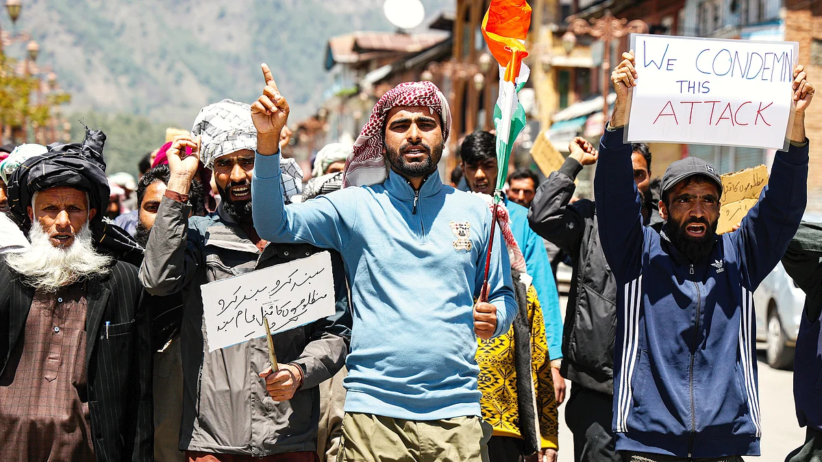 Local residents protest the Pahalgam terror attack, Jammu and Kashmir