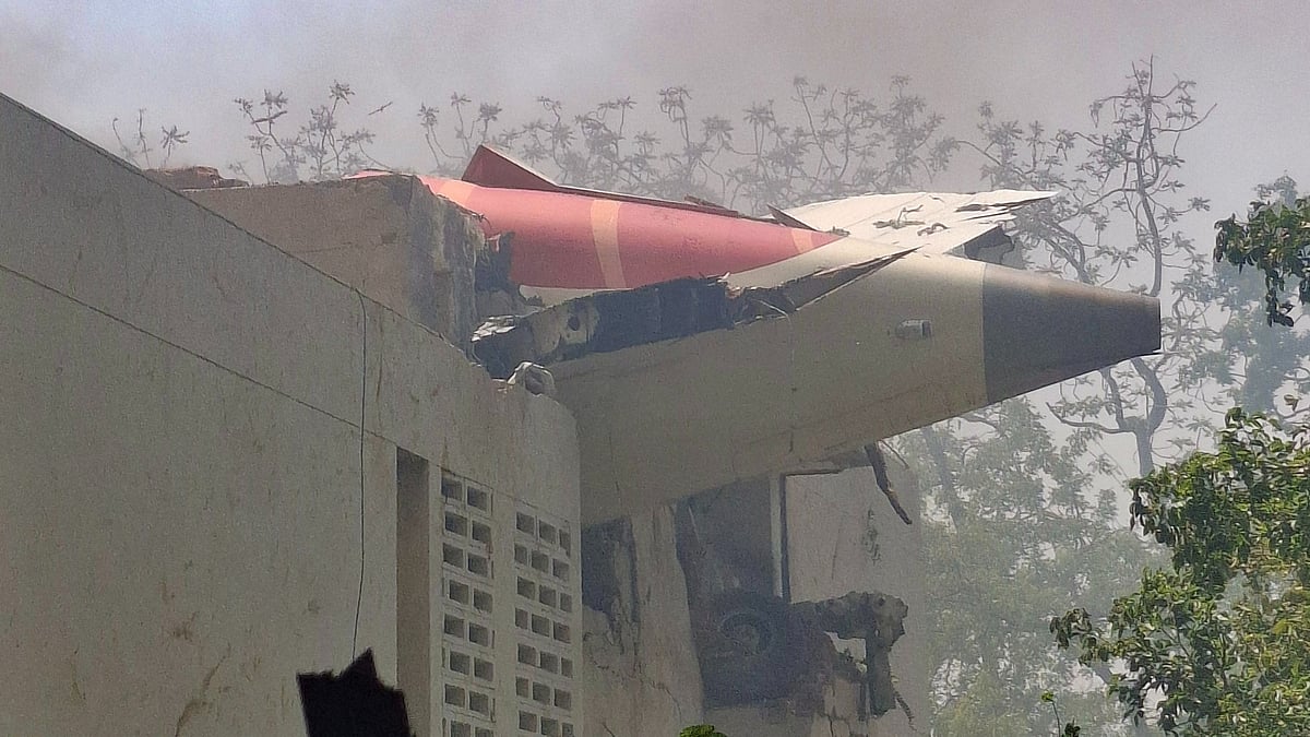 Remains of the Boeing 787 fuselage in the Ahmedabad airplane crash (photo: IANS)